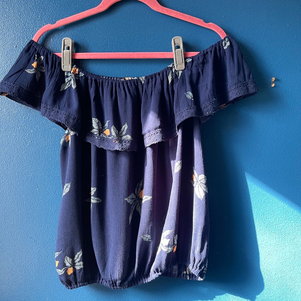 Mossimo Off the Shoulder Floral Top with Banded Waist